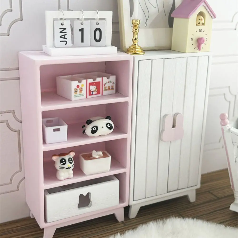 

Simulation 1:12 Dollhouse Furniture DIY European Dollhouse Display Stand Double Door Wooden Storage Cabinet Drawers Model