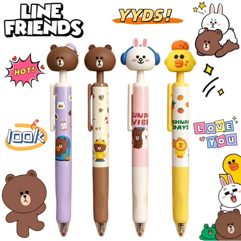 New LINE FRIENDS Brown Cony Sally Secondary Cartoon Student Quick-drying Brush Pen Creative Cute Doll Gel Pen Transfer Pen Gift