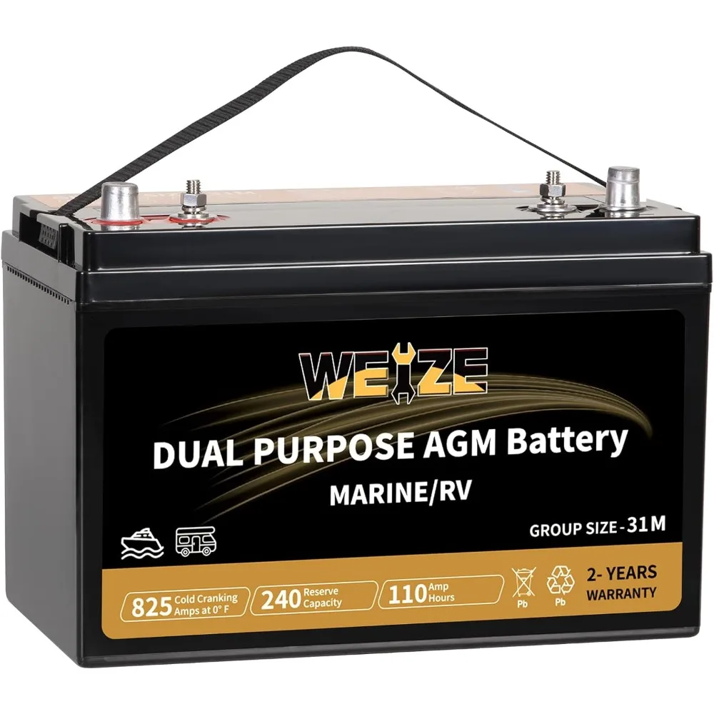

Weize BCI Group 31M Dual Purpose AGM Battery, 240RC 825CCA 12V 110AH Starter & Deep Cycle Sealed Marine & RV Battery