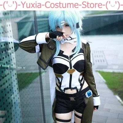 Anime! Sword Art Online II Asada Shino GGO Army Green Sniper Uniform Cosplay Costume Custom-made Size For Women