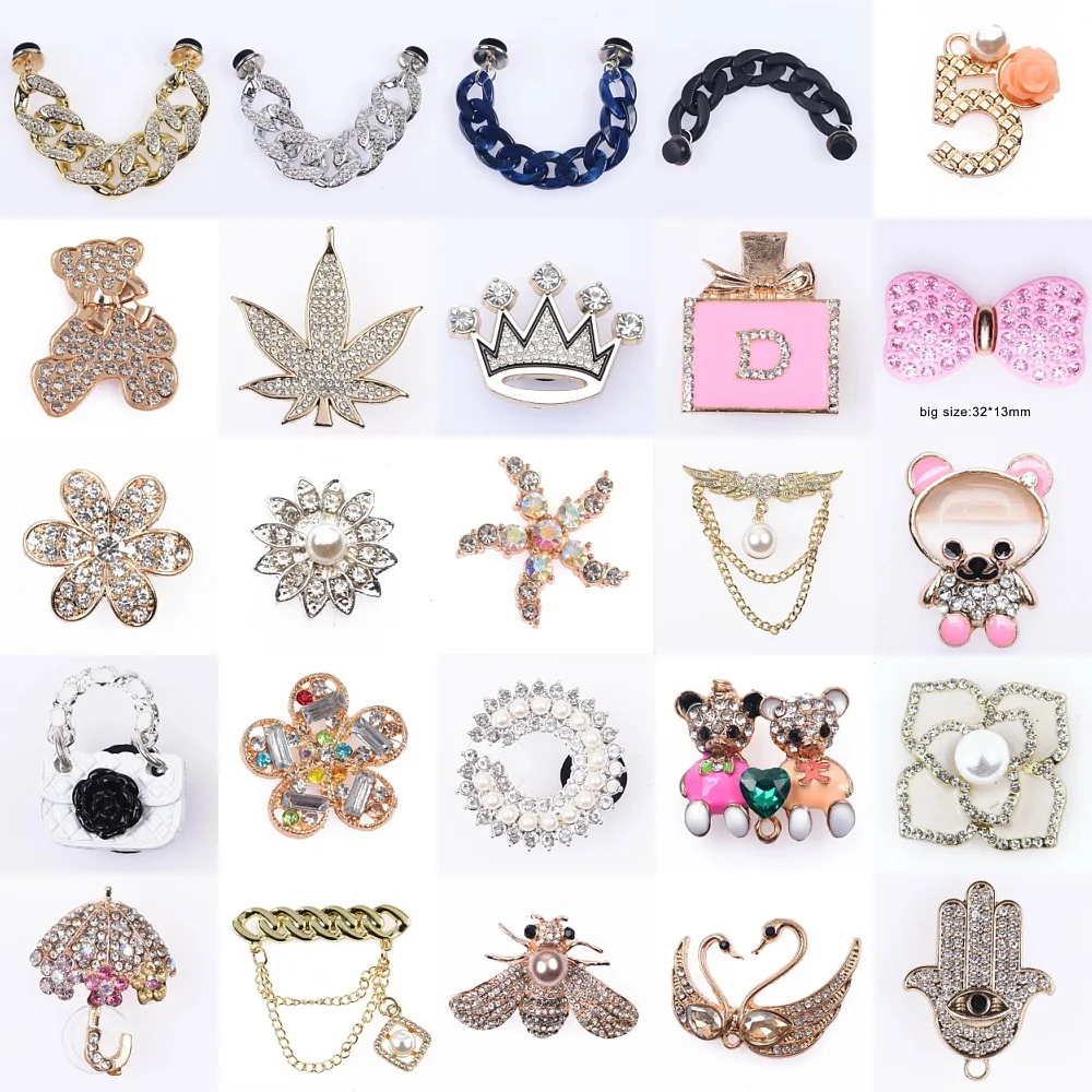 Brand Shoes Charms Designer Bling Rhinestone Girl Women Gift Shoe Decaration Metal Accessories School Gifts