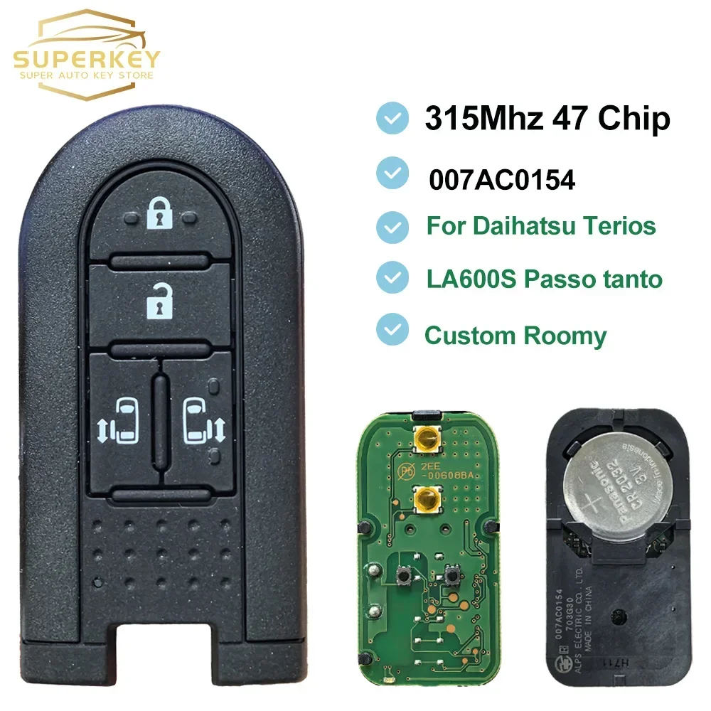 SUPERKEY For Toyota Daihatsu Terios LA600S Custom Roomy Passo Tanto OEM Smart Remote Proximity Key FCC ID 703G30 007AC0154