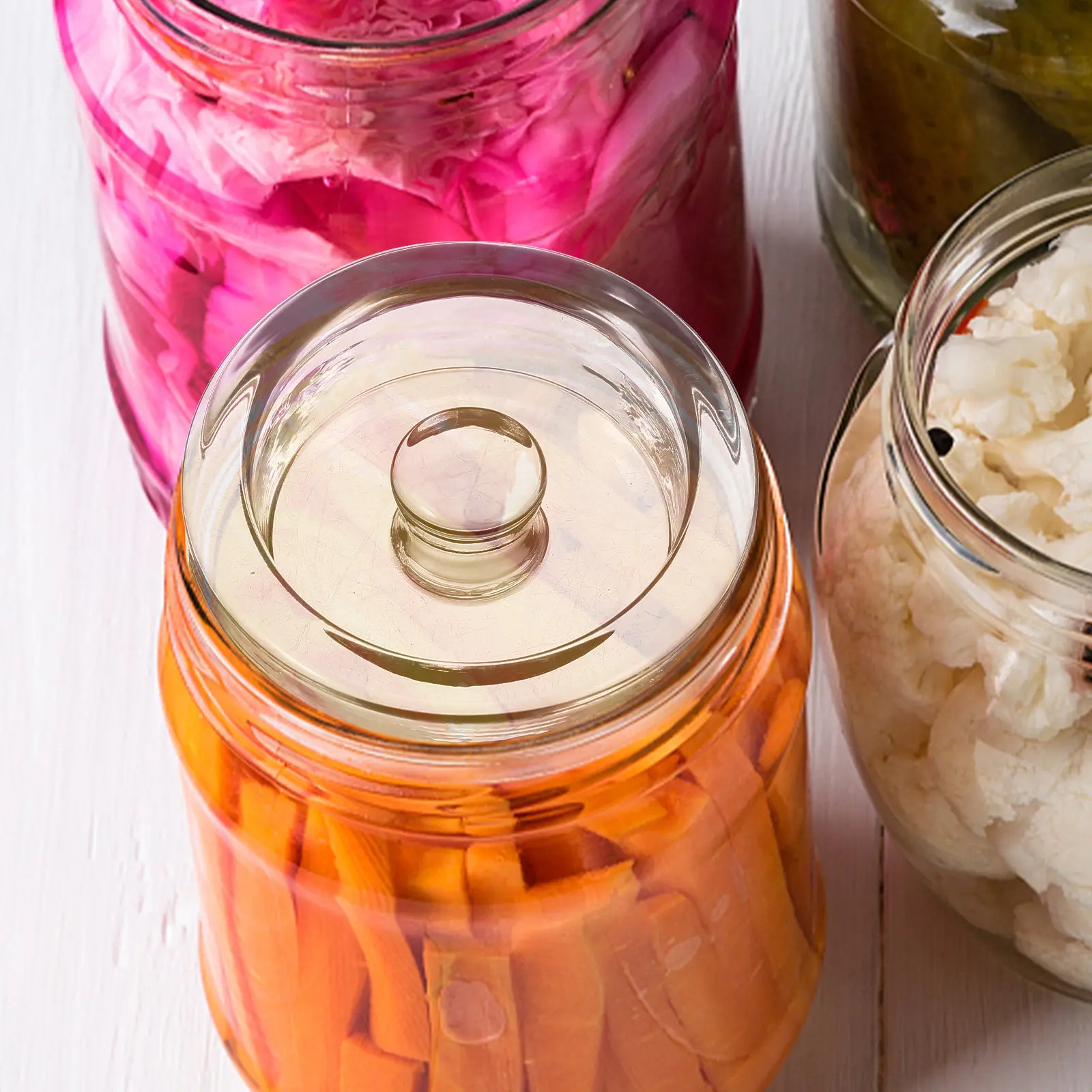 Premium Glass Fermenting Lid for Wide Mouth Jars Lightweight Portable Reusable Fermenting Lids Pickle Making Essentials