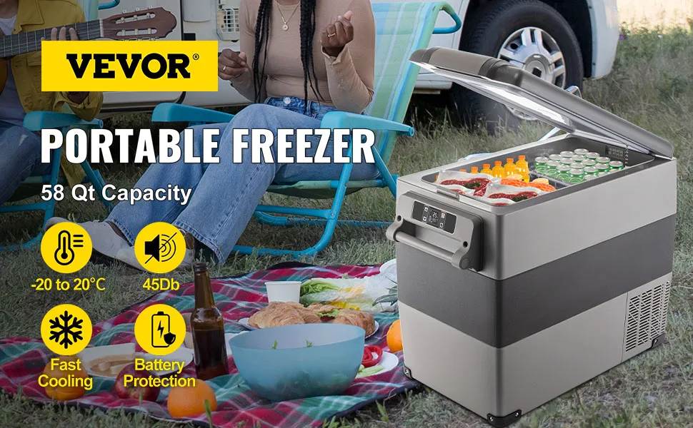 VEVOR 35L 45L Car Refrigerator Mini Fridge Freezer Portable Compressor Cooler 12/24V DC 110-240V Ice Box for Camping
