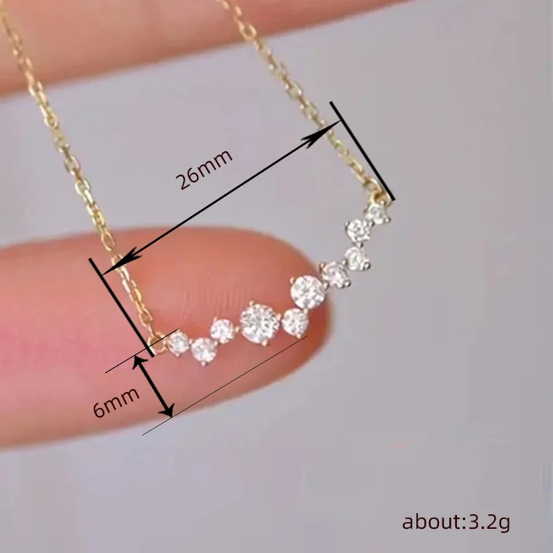 Huitan Trendige, wunderschöne Anhänger-Halskette mit glänzendem CZ, exquisiter Ehering-Schmuck, modische Charms, vielseitige Alltagsaccessoires – Detail 10