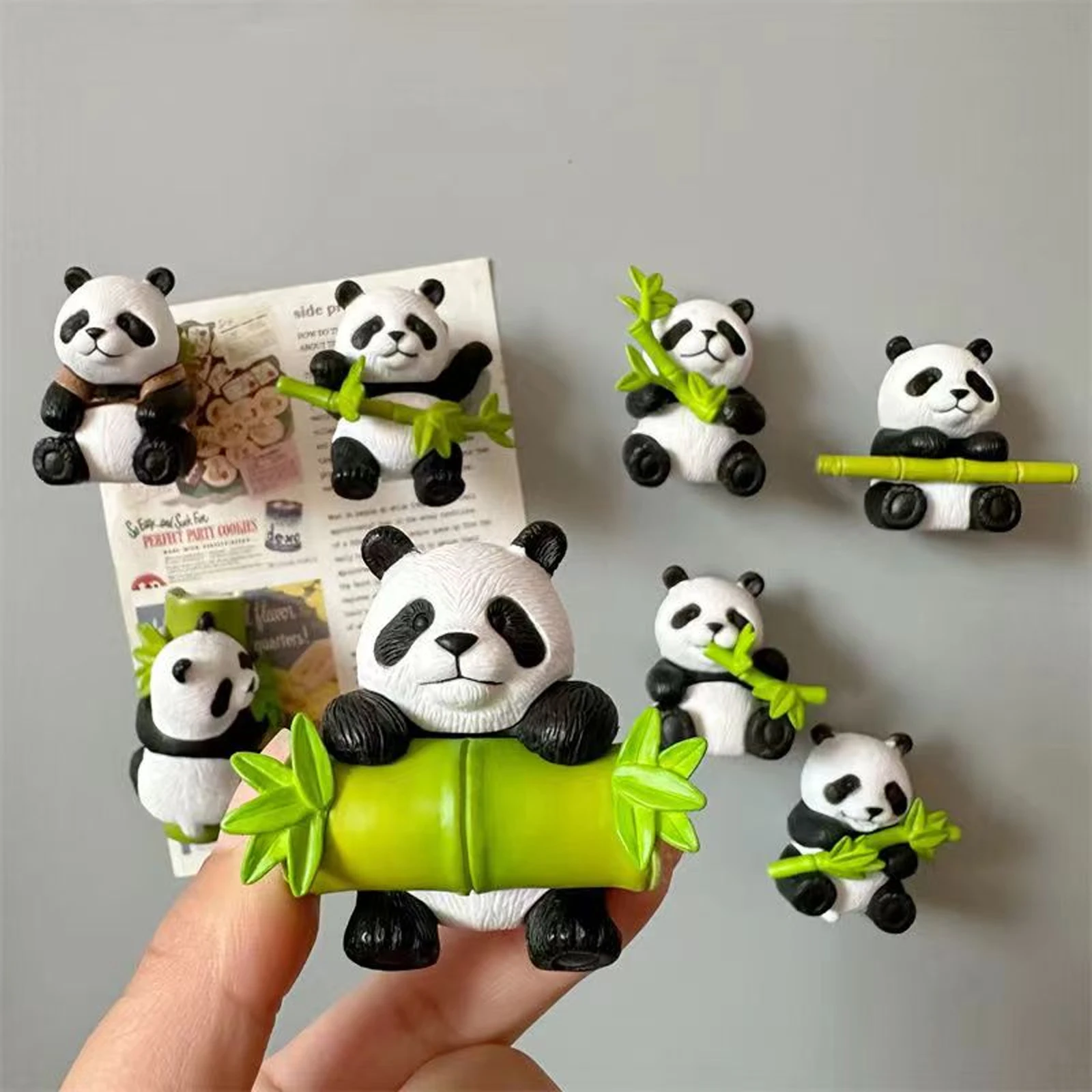 8Pcs Cute Panda Design Fridge Magnet, Mini Panda Magnet Decoration, Home Decor for Kitchen, Office, Living Room
