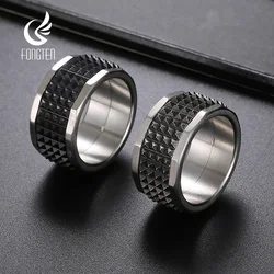 Fongten 12mm Rivet Pyramid Rings For Women Men Stainless Steel Hip Hop Anillos Hombres Classic Charm Ring Jewelry Christmas Gift