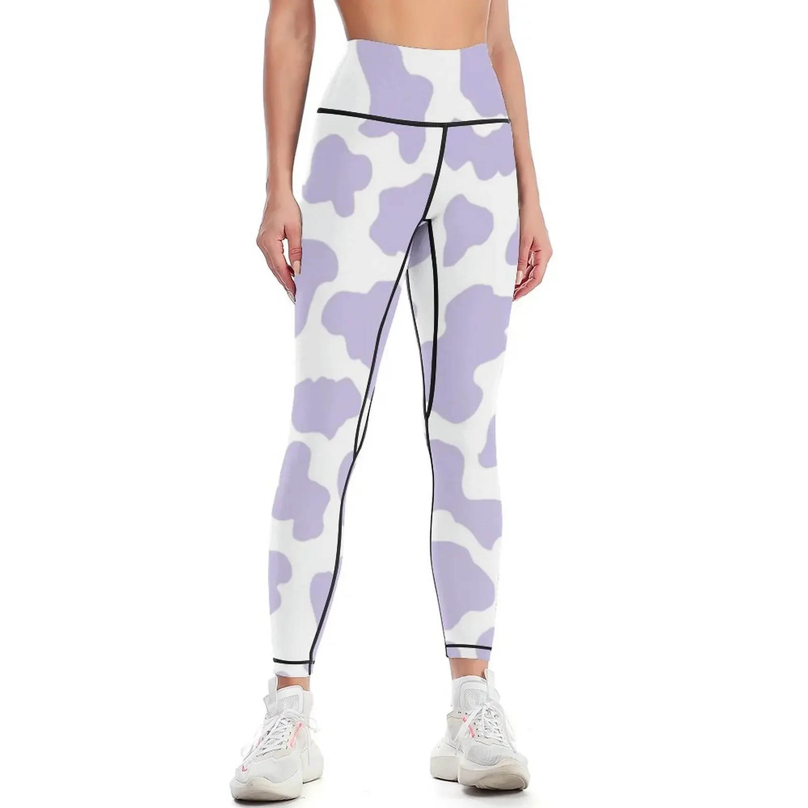 

Pastel purple cow print aestheticpattern Leggings sporty woman gym gym womans sport pants sportswear gym Womens Leggings