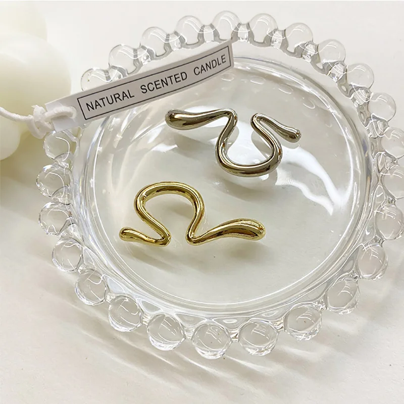 Foxanry غير النظامية هندسية أقراط مشبكية للنساء الفتيات العصرية الحد الأدنى شخصية منع الحساسية اليومية مجوهرات الحفلات هدية