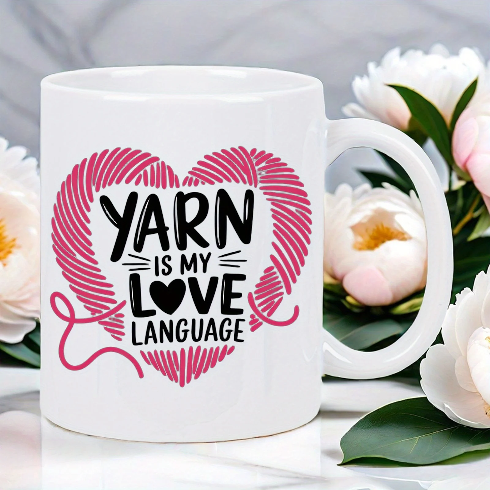 Mug Yarn Is My Love Language Knitting Enthusiast's Ceramic Ceramic White Mug Funny Mugs Coffee Cups Water Cup Personalized Gift
