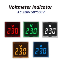 AC 220V 50~500V Voltmeter Indicator Meter 30MM Square EU Plug LED Digital Voltage Monitor Indicator Power Line Electrican Tester