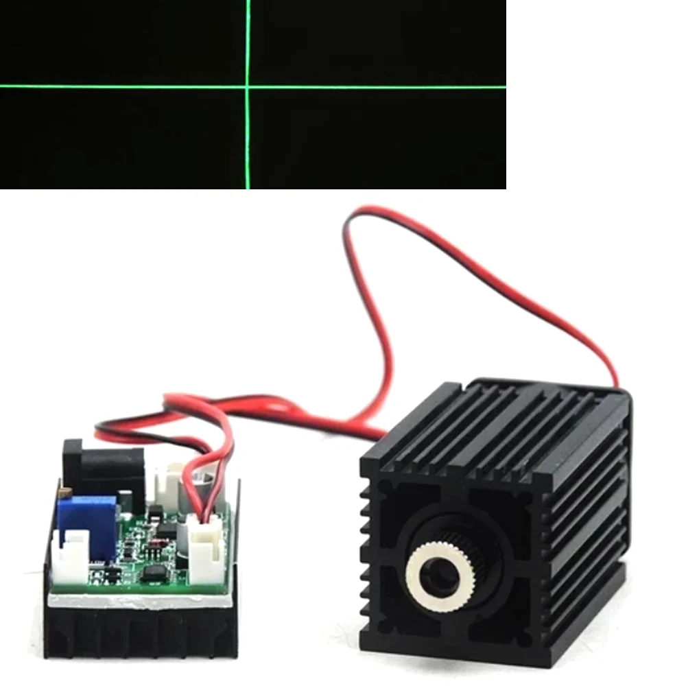 Adjustable focus 520nm 800MW/1W Green Dot/Line/Cross laser module engraving machine with TTL