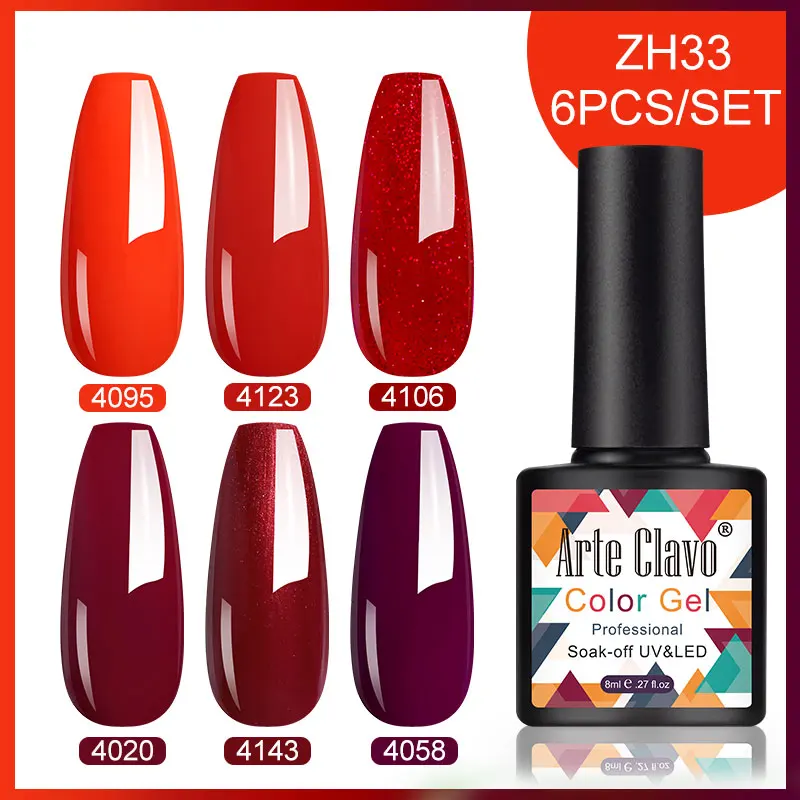 

Arte Clavo 6Pcs/kit 8ml Macaron Color Gel Nail Polish Semi Permanent Gel Varnish Nail Art Manicure Soak Off LED UV Nail Art Gels