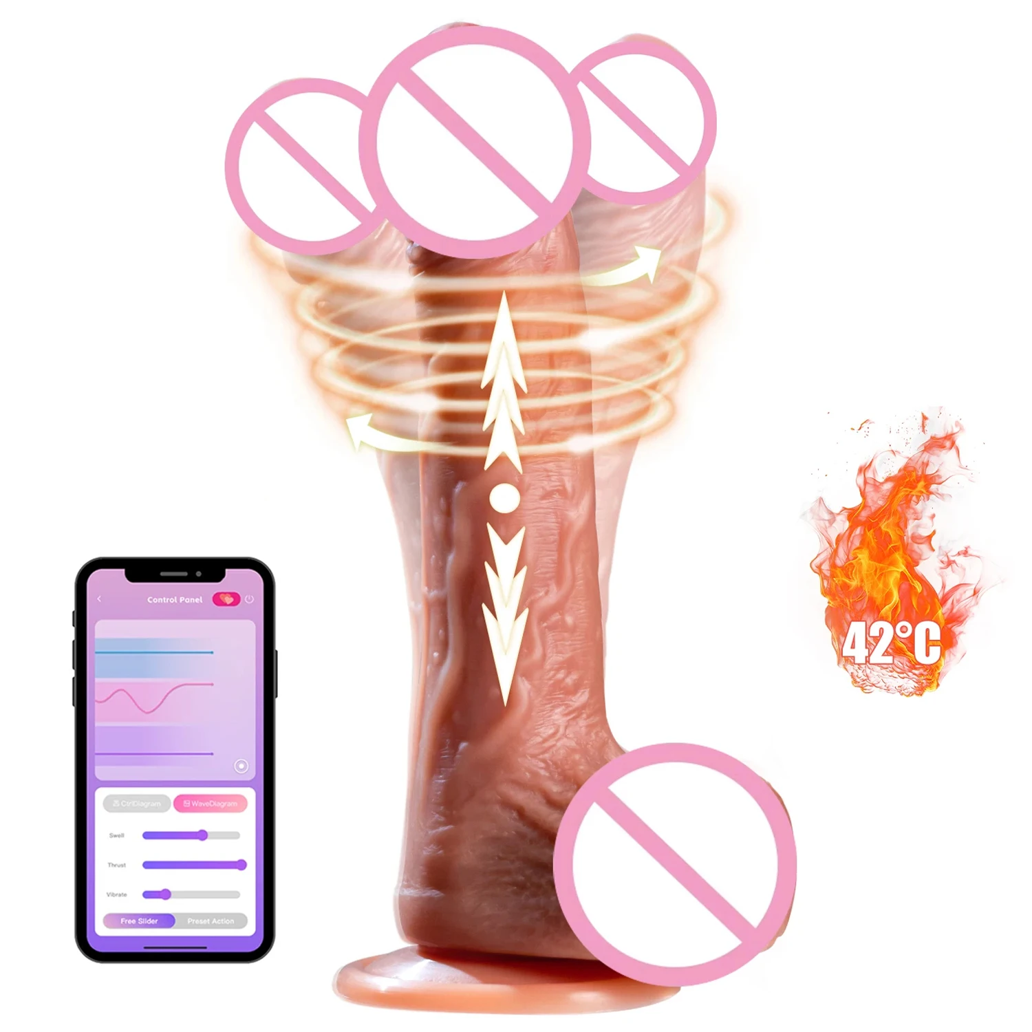 Silicone Thrusting Dildo Vibrator Suction Cup with 9 Vibrating 3 Rotating Modes Vagina Anal Stimulation Adult Sex Toy for Women