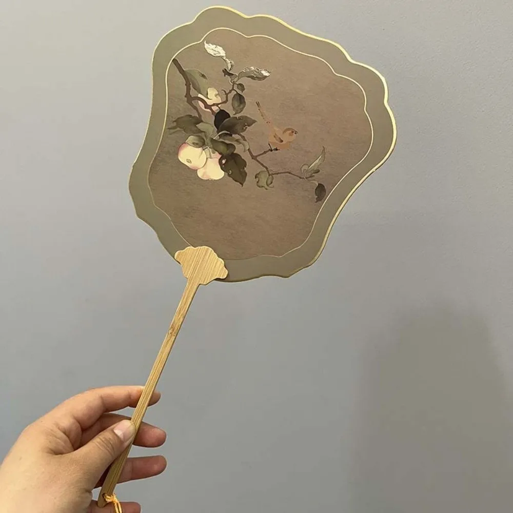 Bamboo Frame Chinese-Style Hand Fan Double Sided with Tassel Retro Handheld Fan Cardboard Fan Creative Dance Fan Home Decoration