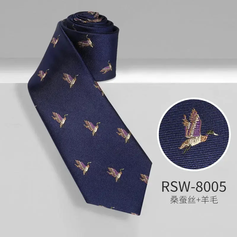 

Guaranteed 100% Wool Lined Silk Tie for Men High Quality Fashion Business Dark Blue Stripe Width 8cm Gentleman Handmade Tie