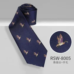 Guaranteed 100% Wool Lined Silk Tie for Men High Quality Fashion Business Dark Blue Stripe Width 8cm Gentleman Handmade Tie