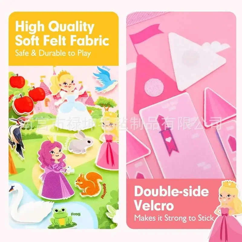 Princess Montessori Felt Busy Board Toddler Life Skill Learning Early Education Sensory Story Book Portable Kids Educational Toy view 5