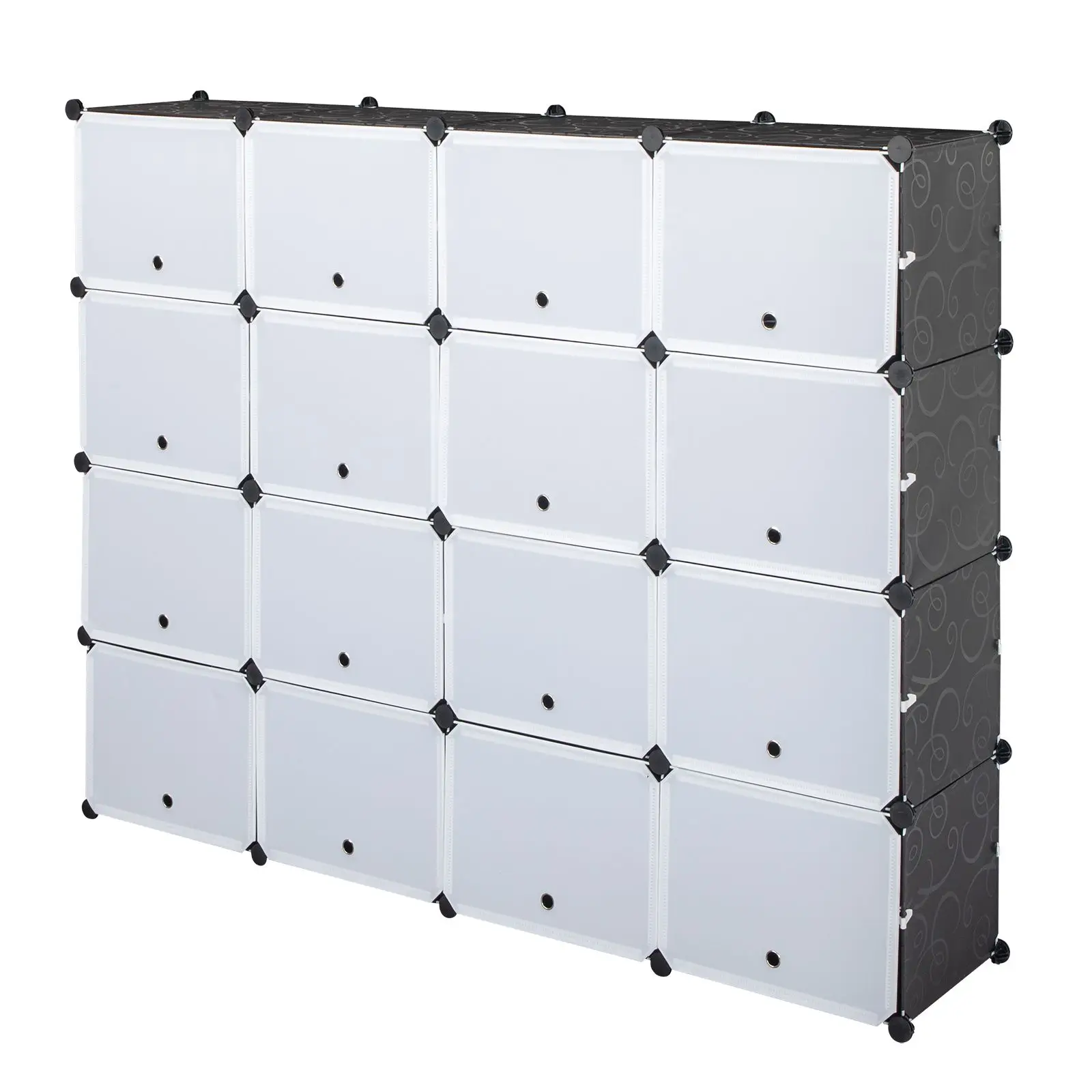 8-Tier Portable 64 Pair Shoe Rack Organizer 32 Grids Tower Shelf Storage Cabinet Expandable For Heels, Boots, Slippers, Black
