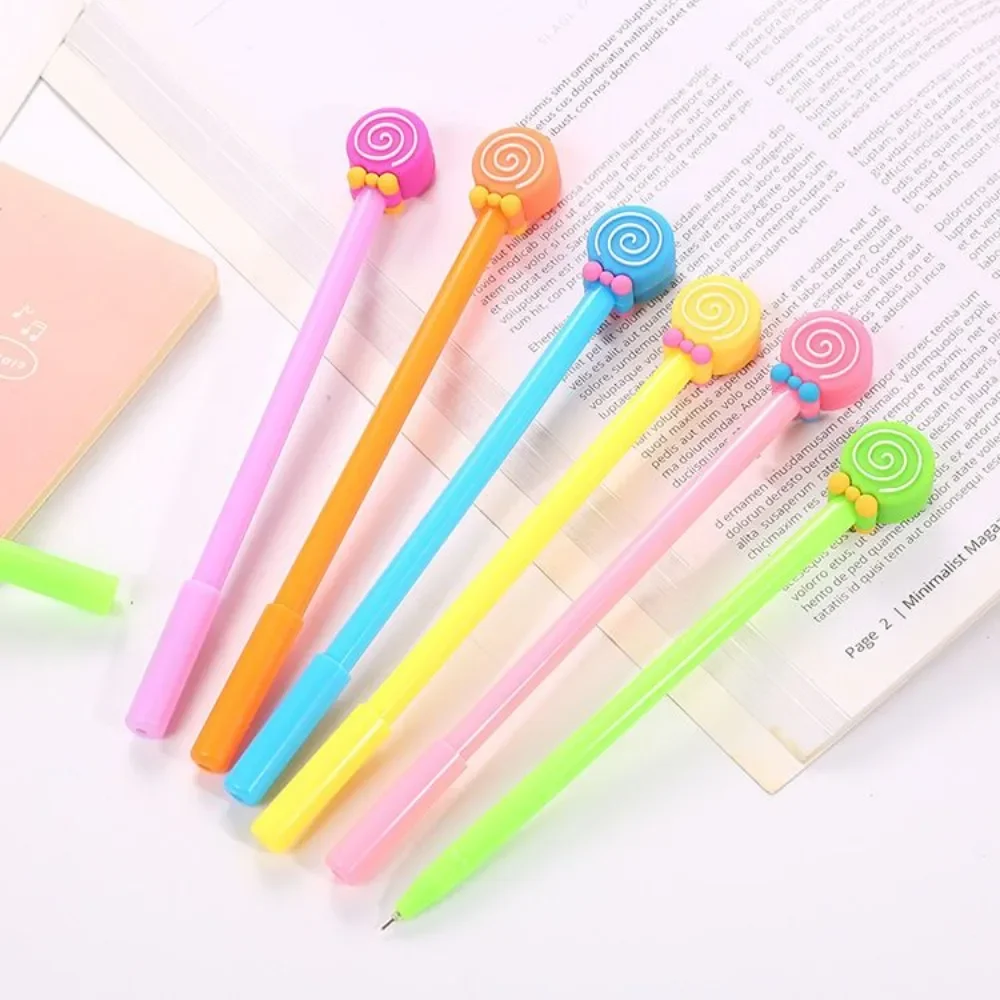 

Wholesale Cute Candy Colored Lollipop Neutral Pen Creative Stationery Black 0.5MM Signature Pen Cute Cartoon Stationery