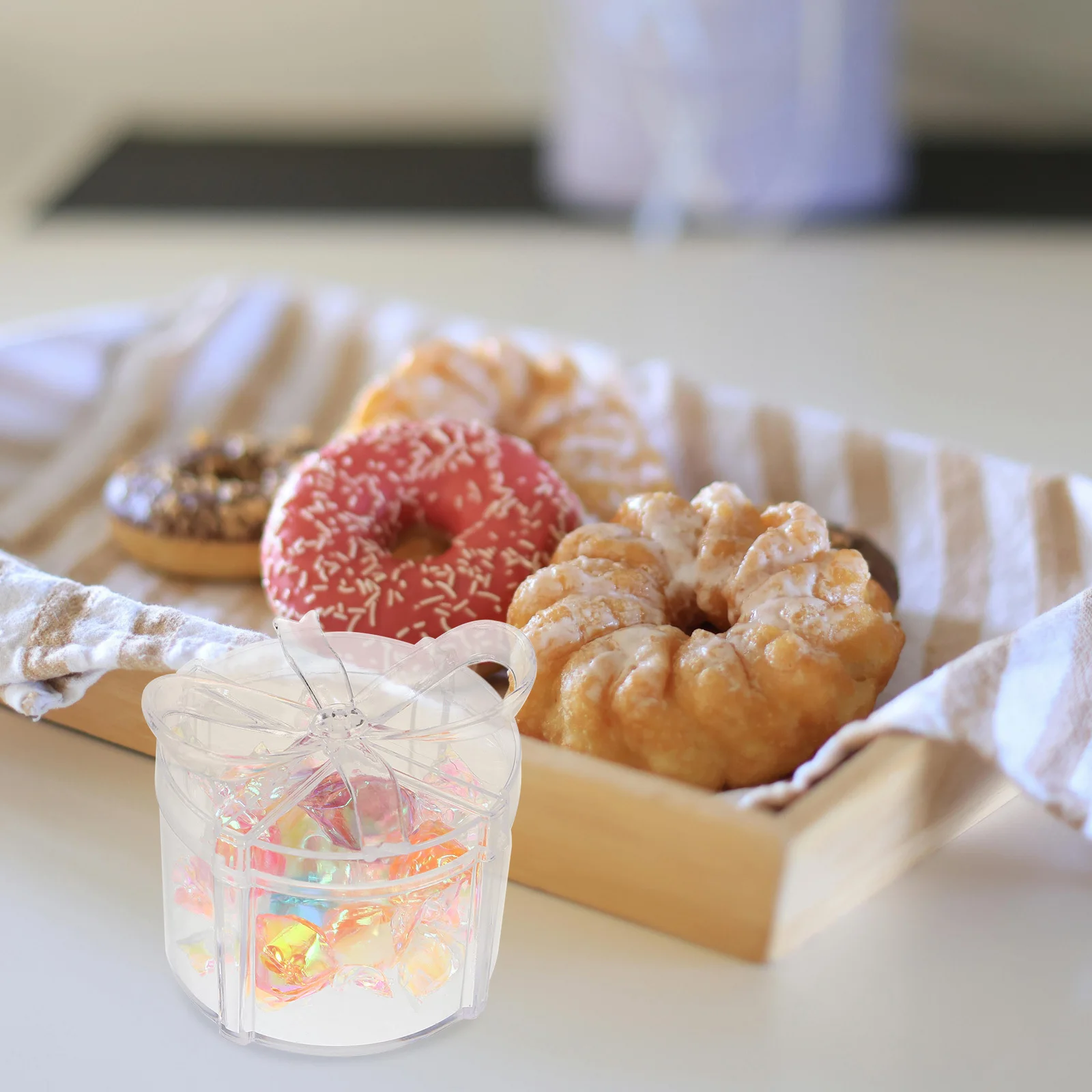 

12Pcs Round Bowknot Transparent Candy Boxes Creative Elegant Small Favor Containers for Wedding Birthday Party