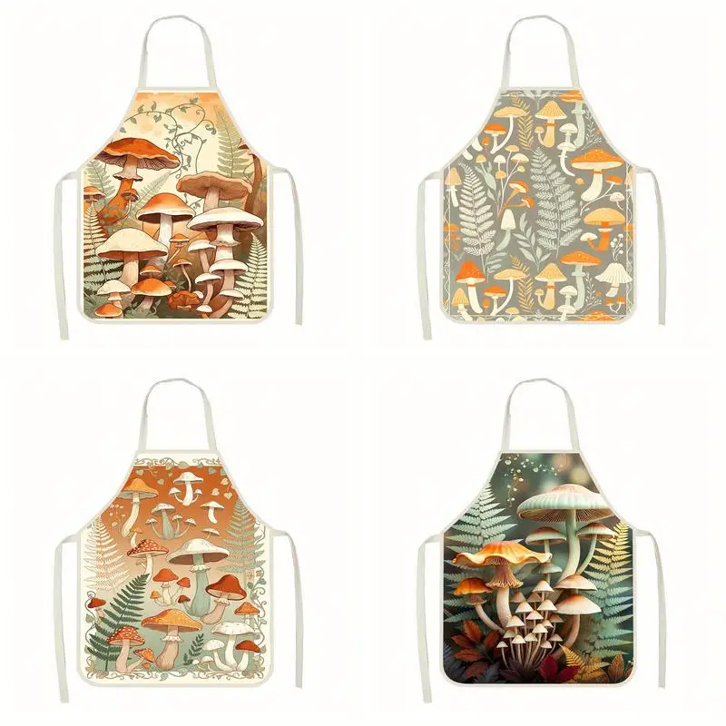 

Mushroom Floral Apron Linen apron, suitable for kitchen cooking, parent-child interaction, painting and other scenarios