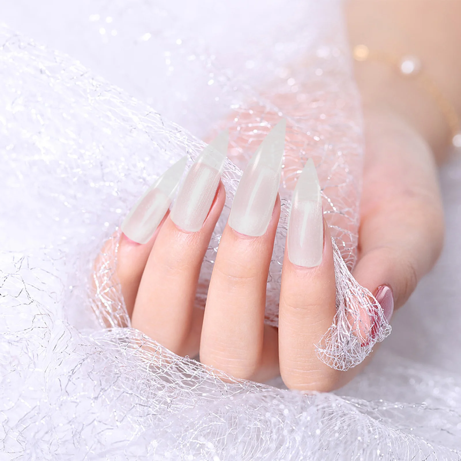 

1000pcs Clear False Nails Full Cover Transparent Claw Nail Tips Long Glossy Artificial Nail Extensions Press On Diy Manicure
