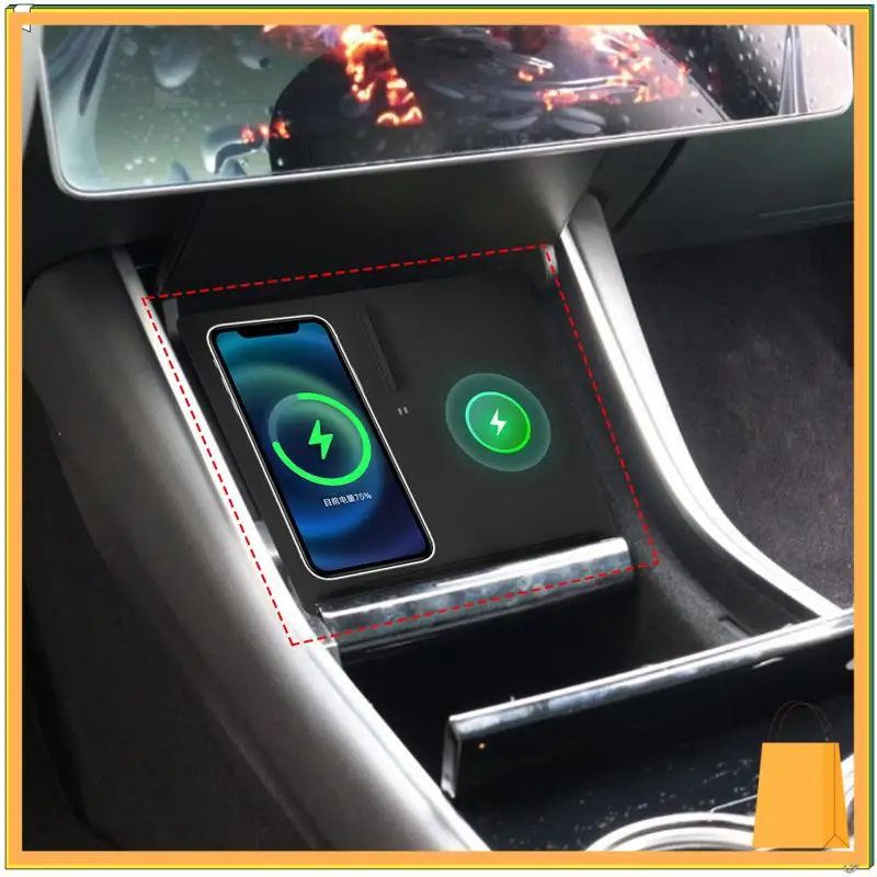 

Trending Car 10W Wireless Charger Mat Dual Center Console Accessories Anti-Skid Fast Charging For Tesla Model 3