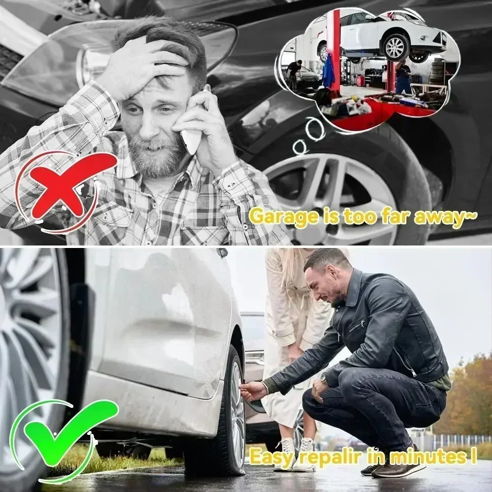 Fast Vacuum Tire Plug Repair Rubber Strong Fix Portable Compact Tire Repair Solution for Various Vehicles