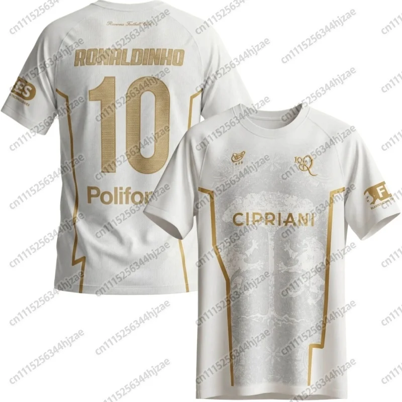 2026 Ronaldinho No.10 Football Jersey, Mesh Breathable Sports T-shirt, Commemorative Top for Male and Female Fans, Family Style