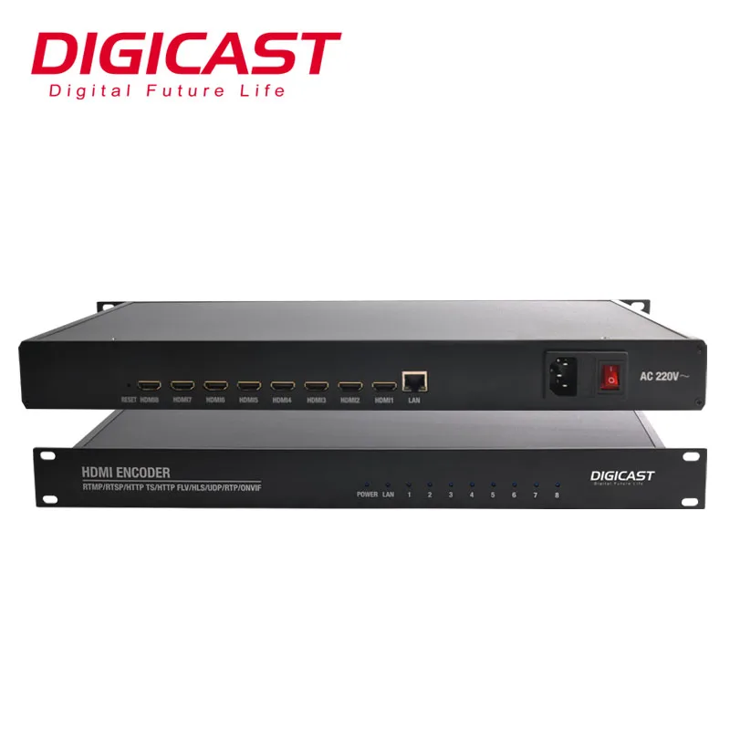 DMB 8908 Pro EC 8 HD to IP 1U Encoder with H.265/H.264 and HLS/RTMP