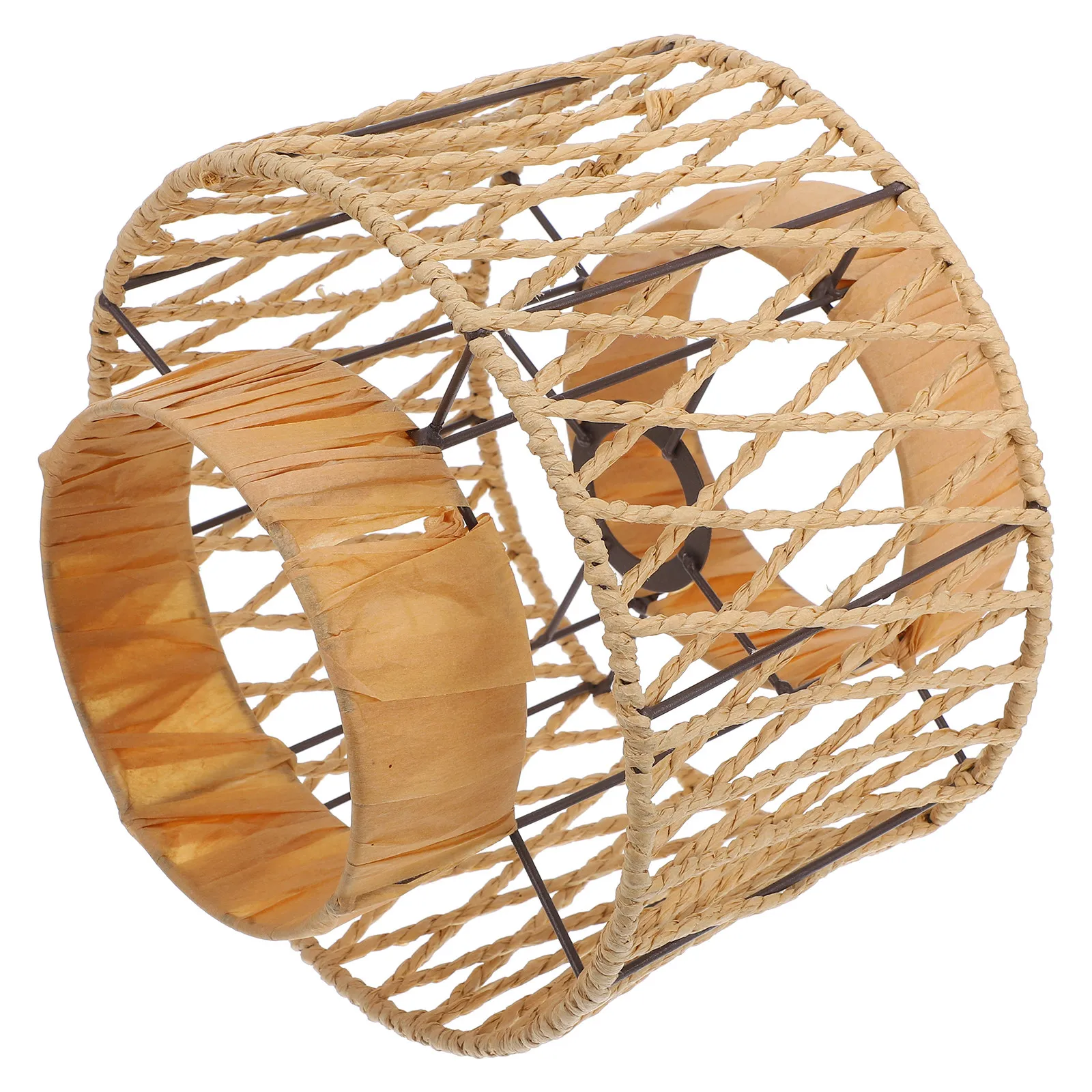 Handwoven Bohemian Woven Lamp Shade Paper Rope Pendant Lamp Cover Rustic Farmhouse Ceiling Light Shade Indoor Decorative