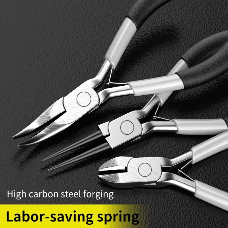 Mini Pliers Diagonal Pliers Round Bent Needle Nose Cutter Handcraft Beading Insulated Plier For DIY Small Jewelry Pliers Tools