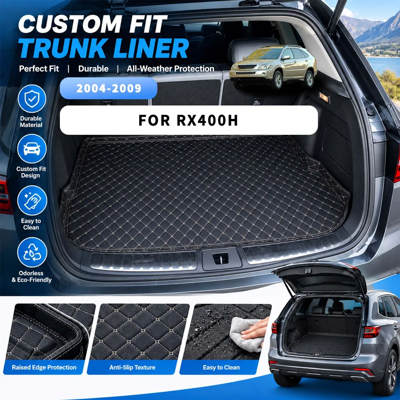 Fit For RX400H 2004-2009  Luxury Custom Car Trunk Mats Interior Protection, Car Interior Accessory