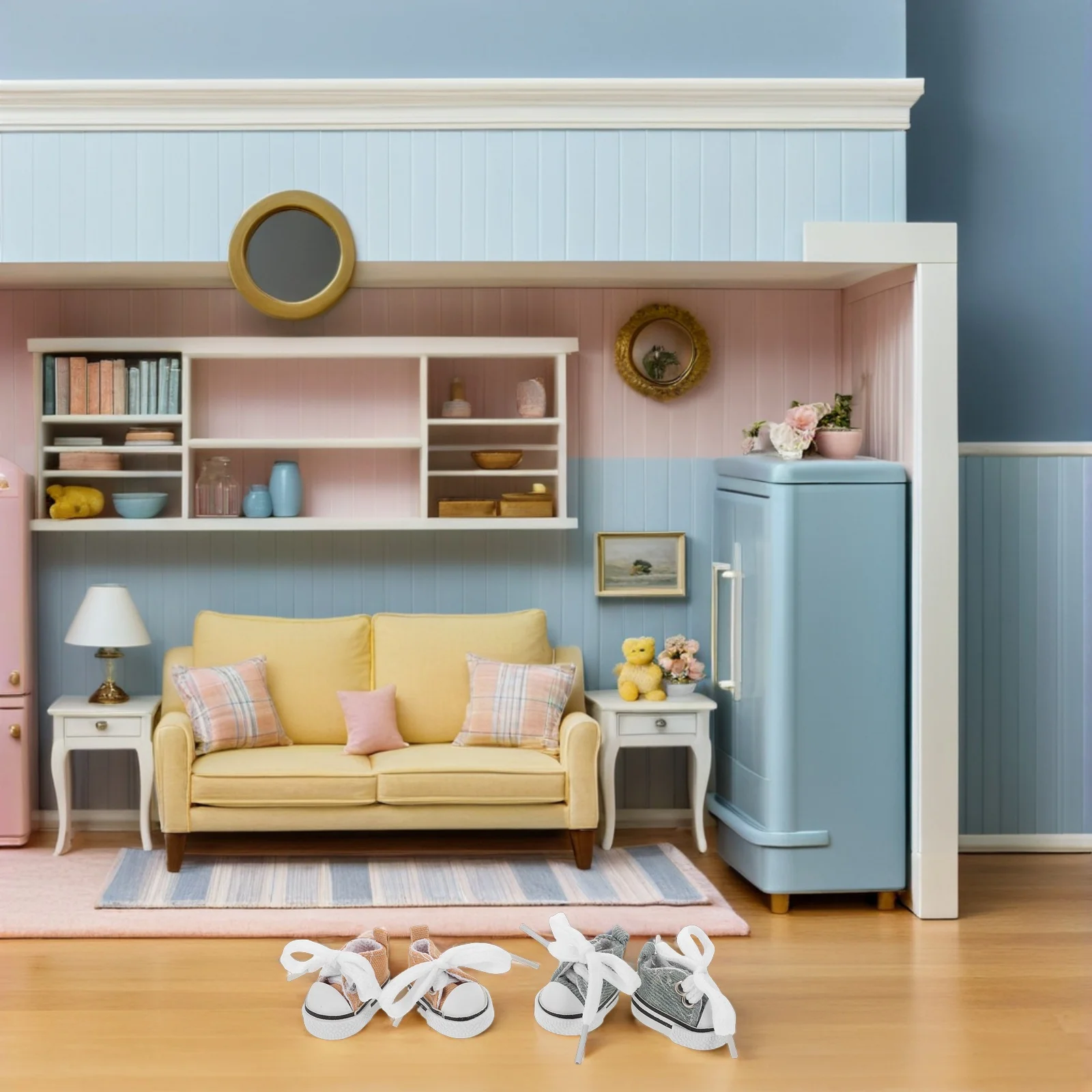 2 pièces Mini chaussures 17Cm baskets en toile réalistes pour accessoires de déguisement de maison de poupée Bjd, simulation, jouet Miniature,