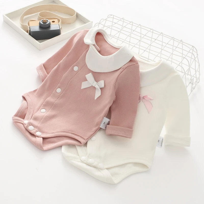 Cotton Newborn Baby Girl Bodysuits Slanted collar Todder Girls Jumpsuits Outfits Clothes for Autumn