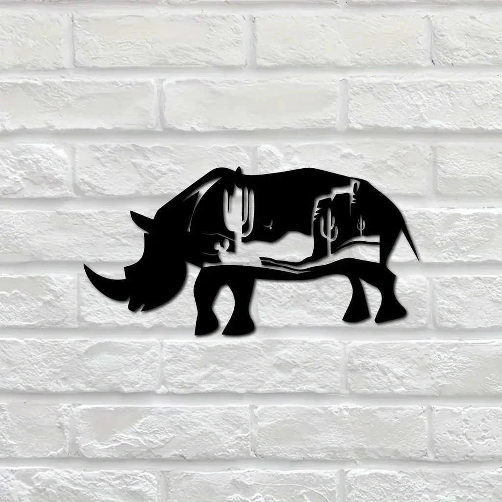 metal ironmetal wall decorMetal Bison Art Wall Decor, Forest Rhinoceros Wall Hanging Decor Metal Rhinoceros Sign Forest Cow Sign