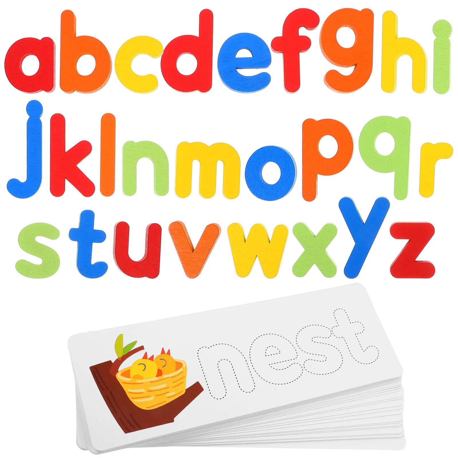 1Set Wooden Alphabet Spelling Game Educational Learning Tool for Kids Preschool Kindergarten Christmas Gift Alphabet Game Toys