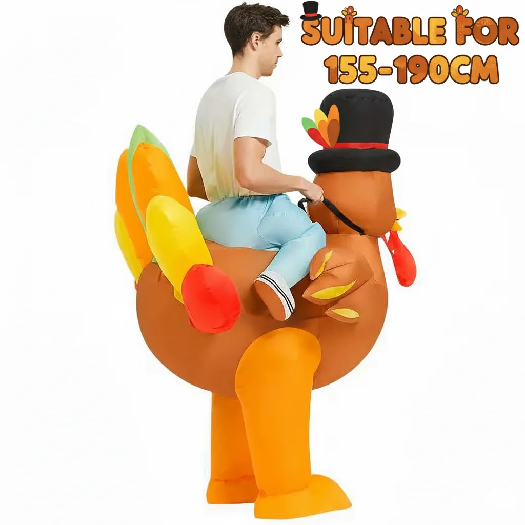 Disfraz inflable de pavo para adultos, traje divertido de explosión para hombres y mujeres, traje de Cosplay para fiesta de Acción de Gracias y Halloween