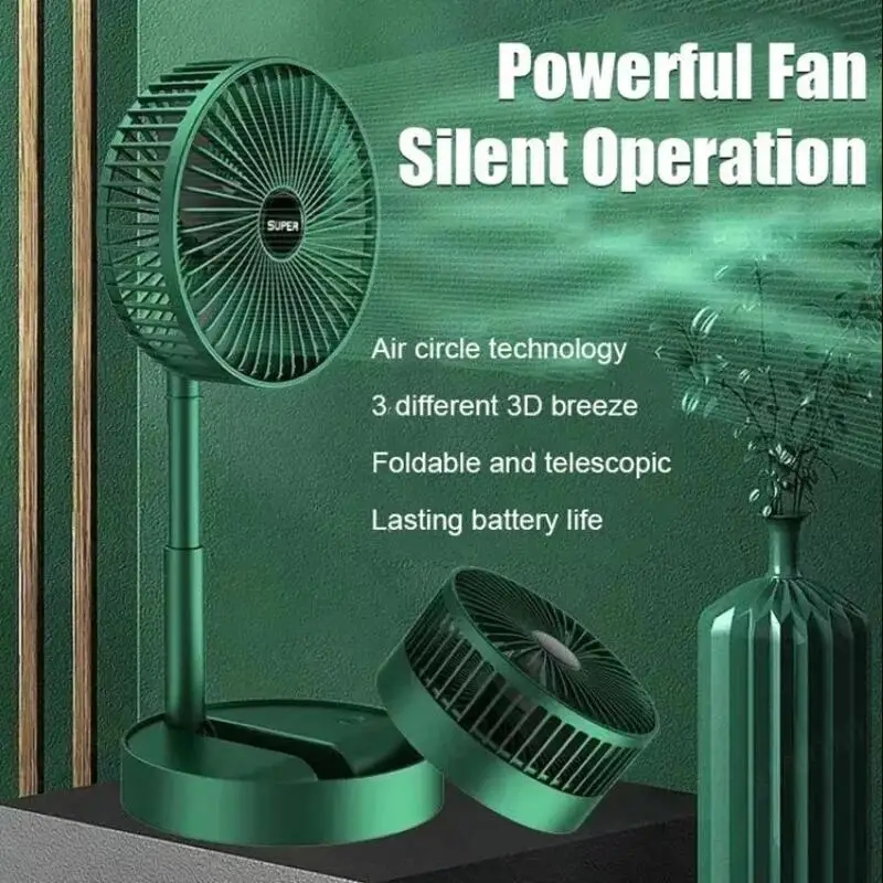 Multifunctional Folding Desktop Fan Large Wind Power Mute USB Fan Rechargeable Portable Telescopic Fan USB Charging Folding Tele