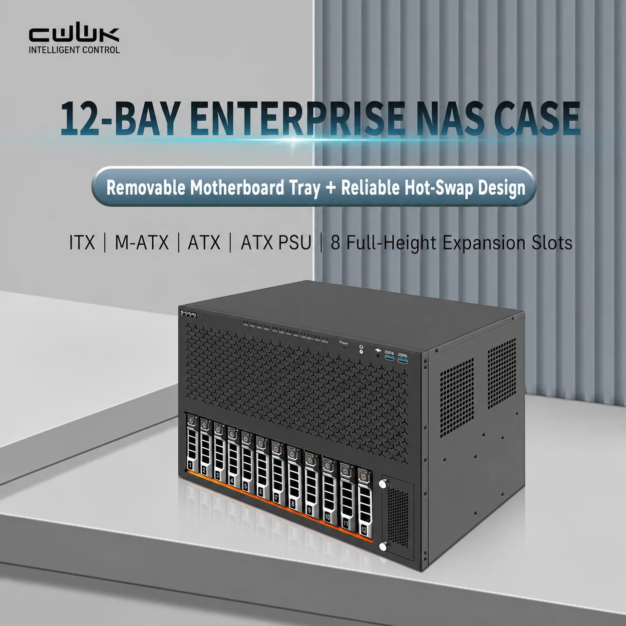 Enterprise 6 8 12 Bay NAS Case Hot Swap SATA Backplane SFF-8643 ATX M-ATX ITX Server Storage Chassis