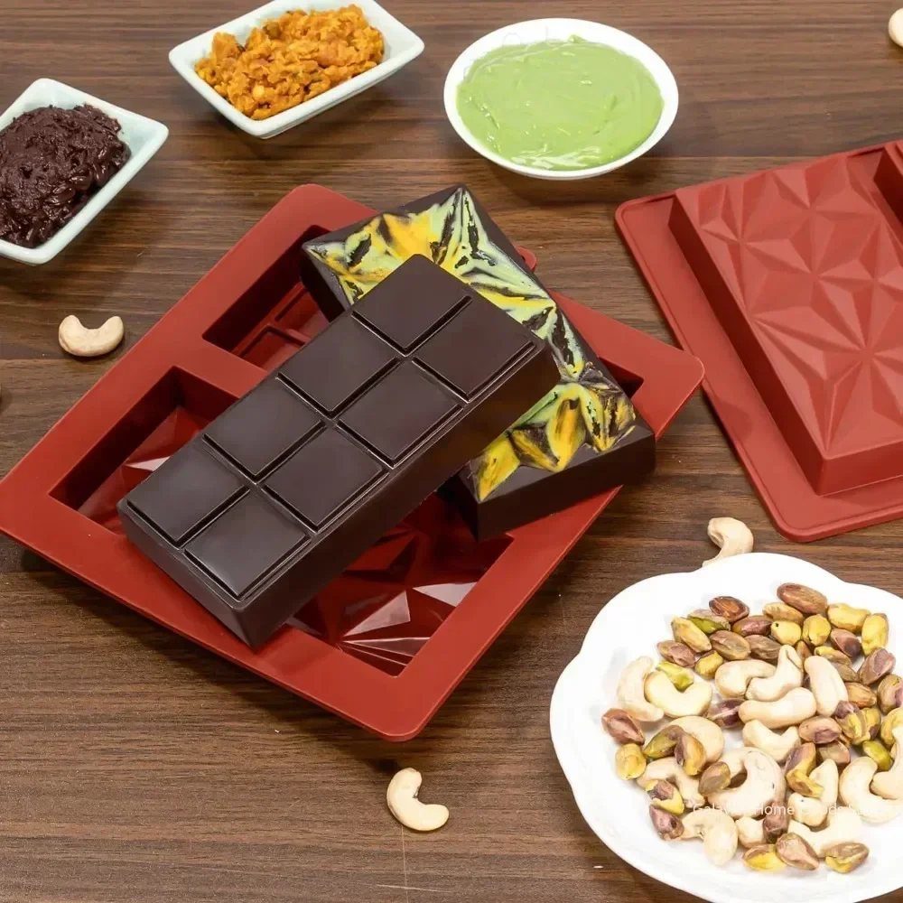 2025 Dubai Chocolate Mold Bar Pistachio Chocolate Bar Silicone Thick Mold for Filling Bars, Large candy Bar Mould for Filling