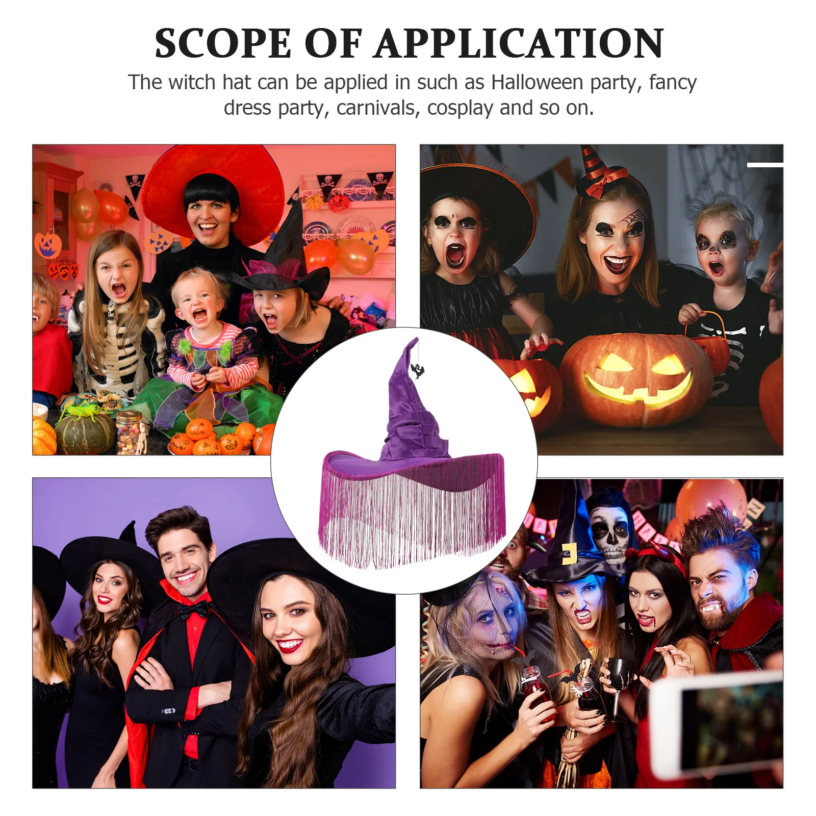 Stylish Halloween For Cosplay Party Masquerade Large Brim Dress-Up Cap Festival Photo Prop Halloween Accessory Costume