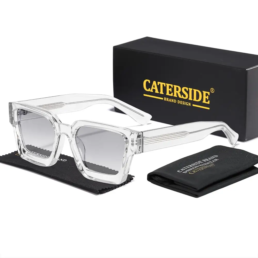 CATERSIDE Retro-Punk-Sonnenbrille für Herren mit dickem, quadratischem Rahmen, Farbverlauf-Design, für Damen, für Reisen, Business, Partys, unverzichtbare Brille, UV400 – Detail 15