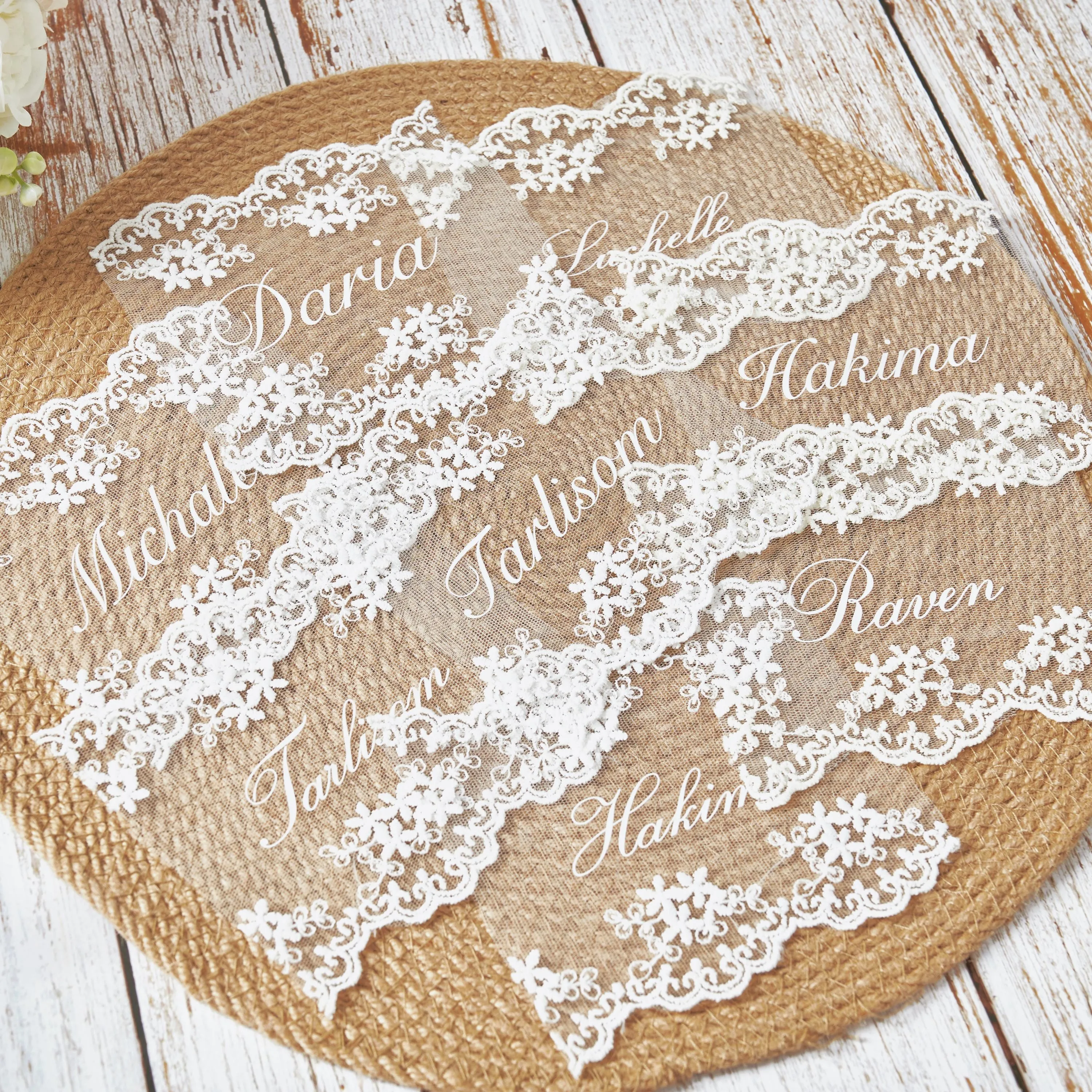 Personalized Lace Place Cards Personalised Wedding Name Cards Vintage Table Settings Custom Wedding Decor Keepsake - view 3