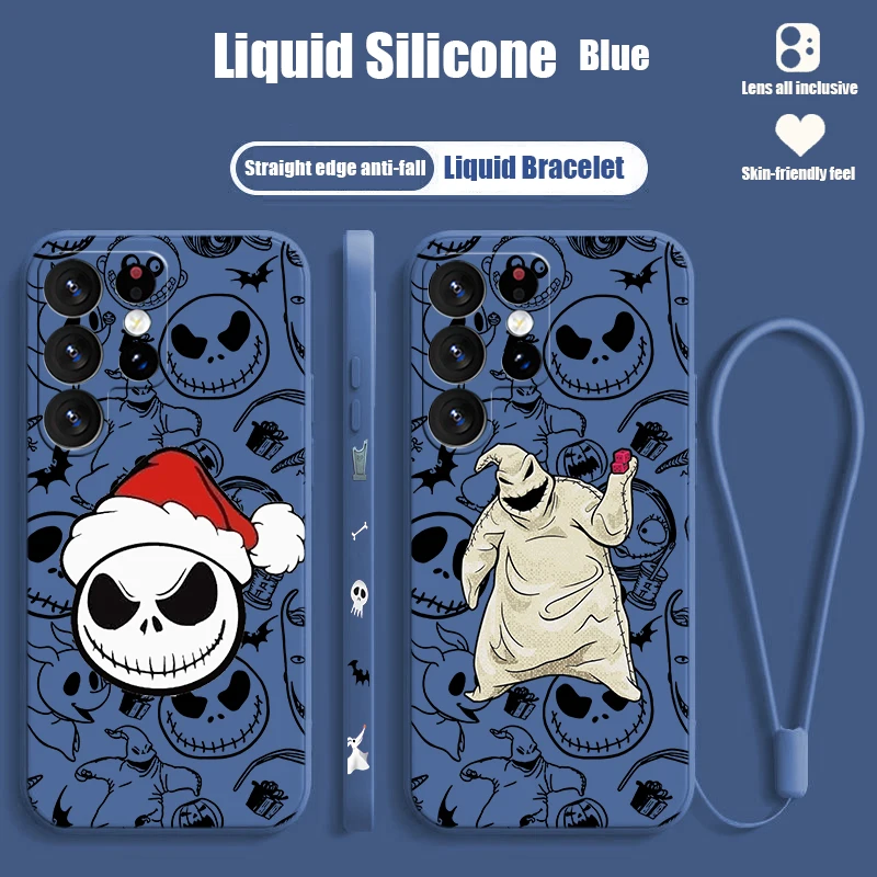 The Nightmare Before Christmas Cute For Samsung S24 S23 S22 S21 S20 Fe S10 Note 20 10 Ultra Lite Plus Liquid Left Rope