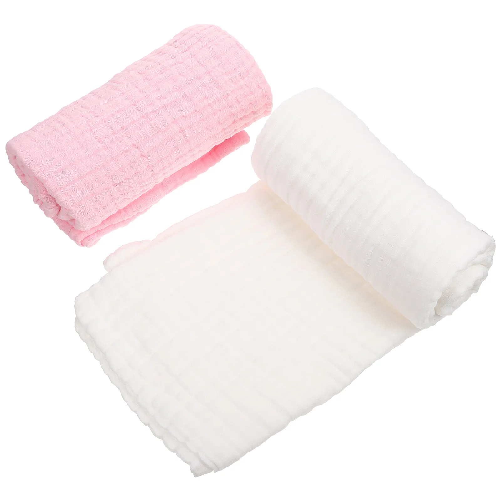 

2 Pcs Baby Cotton Bath Towels Soft Absorbent Infant Shower Blankets Newborn Kids Towels Pink White Spring Summer