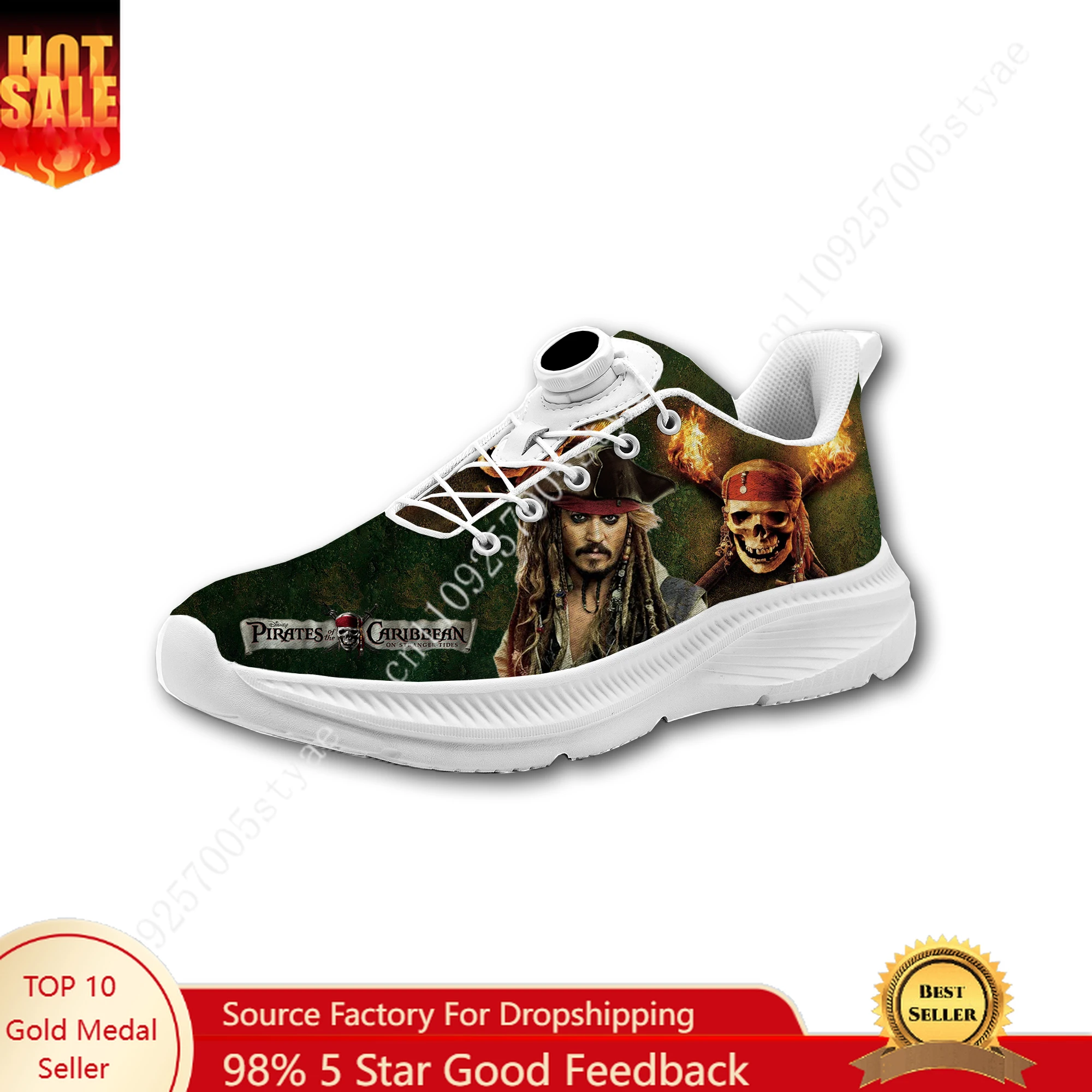 

Pirates of the Caribbean Sneakers Man Woman Rotating Button Without Laces Running Shoes Outdoor Sports Personalized Custom Shoes