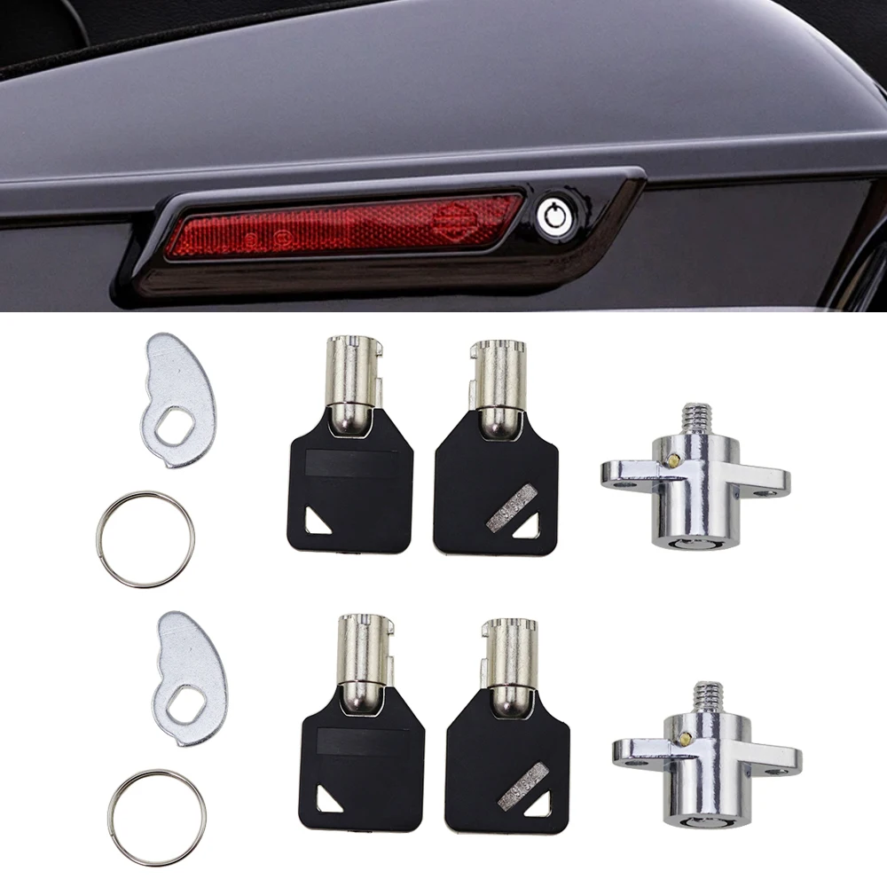 

4 Keys Hard Saddlebag Locks Set Motorcycle Parts Fit For Harley Touring Road Glide Road King Electra Glide FLHR FLHT 1993-2013