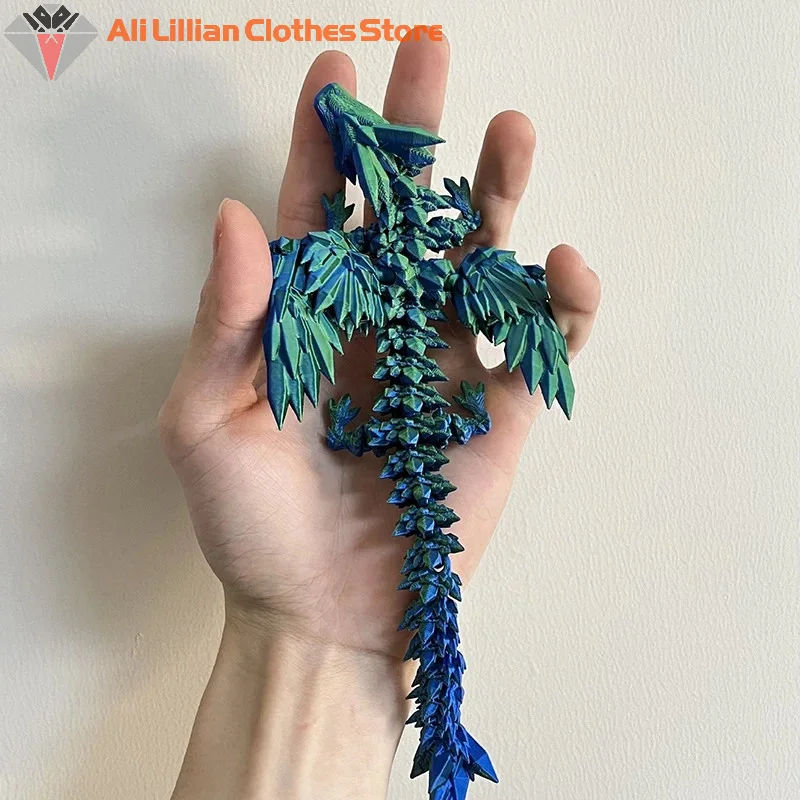 3D Printed Flying Dragon Articulated Dragon Western Style Joint Movable Dragon Model Home Desktop Craft Ornament